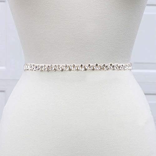 Yanstar Crystal Rhinestone Wedding Belts com fitas para vestido de noiva