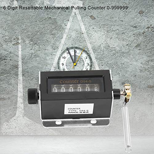 Counter mecânico de 6 dígitos, D94-S 0-9999999 Countre de puxar mecânico reastável, retorno à contagem de rotação zero
