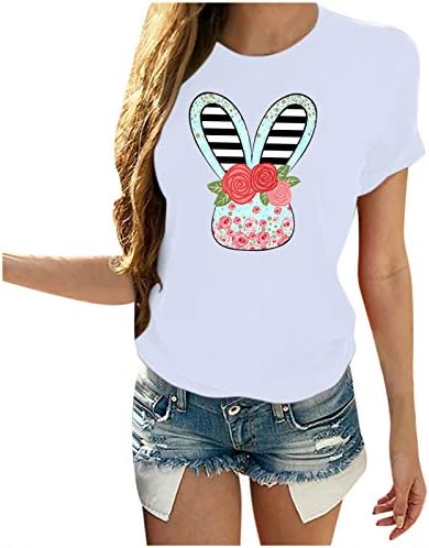 Camisetas de Páscoa de Listrina Floral de Bunny, fofas femininas, camisetas de páscoa de férias de plus size