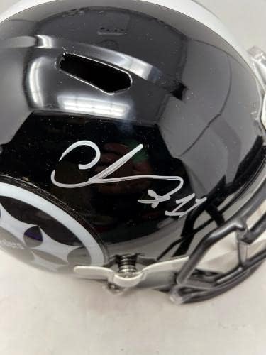 Chase Claypool Pittsburgh Steelers assinou os fanáticos de capacete de tamanho completo personalizados COA - Capacetes