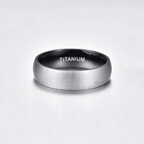 EMPSOUL Men's Black Titanium Ring de 6mm Comfort Fit Ring Band Ring