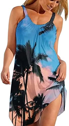 Vestidos femininos oplxuo vestidos de verão sem mangas de túnica tropical túnica de túnica de túnica solto boho praia mini vestido de
