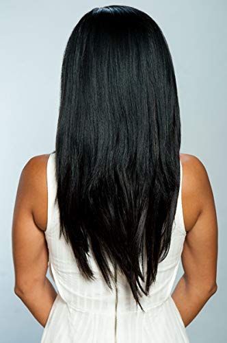Clipe preto azul noturno em extensões de cabelo - Remy Human Hair by Estelle's Secret, 20 Straight - 180g