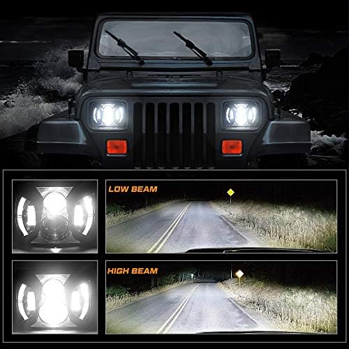 Besure 7x6 Fersos de LED de 5x7 polegadas com DRL para H6054 6052 6054 H5054 Compatível com Jeep Wrangler XJ YJ Cherokee