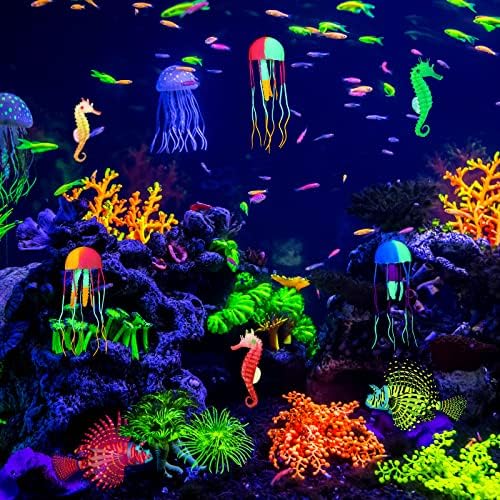 8 peças Decorações de aquário luminoso Fake Peixe brilhante Água de água -viva artificial Aquário aquário Fluorescente peixe -marinho aquário Decoração de aquário Aquário Decoração