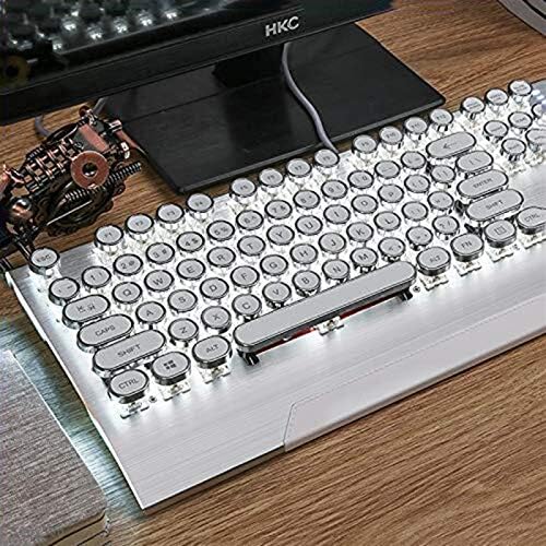 Teclado de jogos mecânicos lfllfllfl, teclado com fio steampunk, teclado de digitação de escritório, 12 efeitos de luz de fundo, painel de metal