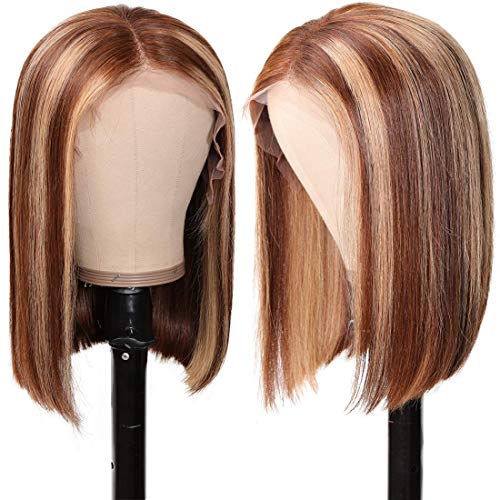 UNICE ombre loira destaque 13x4 lace frontal bob wigs cabelos humanos para mulheres, cabelo brasileiro Remy renda reta