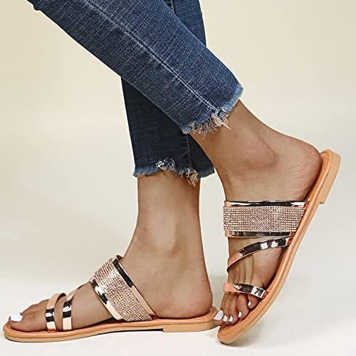Sandálias de strass xipcokm para mulheres, moda de verão Aberto de chinelos ao ar livre, senhoras Blataformas leves de flops