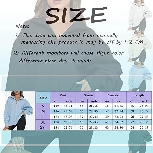 Kuaileya Quarter zip Pullover Mulheres Casuais Tops grandes para as femininos Molho de manga comprida Molho de manga longa Zip