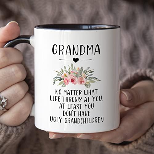 Younique Designs Vovó caneca, 11 onças, caneca de café de aniversário de avó de netos, presentes da avó pela primeira vez, promovido a avó de gravidez da avó, a caneca de café da vovó
