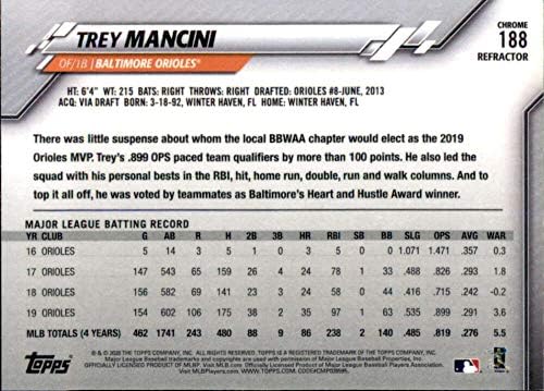 2020 Topps Chrome Sepia Refractor #188 Trey Mancini Baltimore Orioles MLB Baseball Trading Card