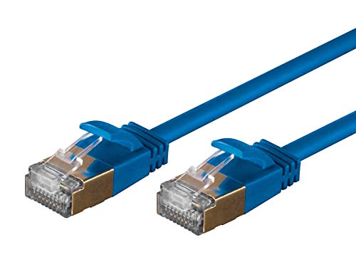 MONOPRICE Slimrun Cat6a Ethernet Patch Cable - Network Internet Cord - RJ45, encalhado, STP, puro fio de cobre nua, 36awg, 6in, azul