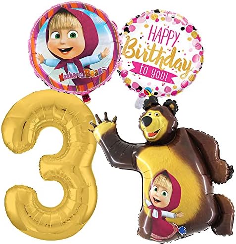 Balões de folha colorida Zatey definidos para aniversário 3 anos masha e o urso mishka masha y el Oso