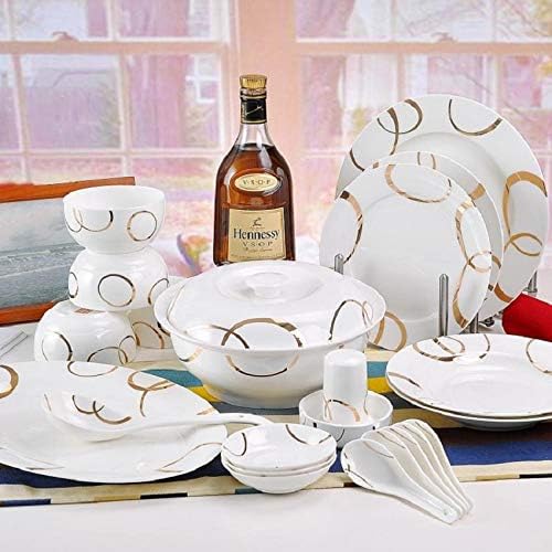 Sxnbh 46pcs Conjunto de utensílios de jantar Cerâmica Placas de tabela de mesa