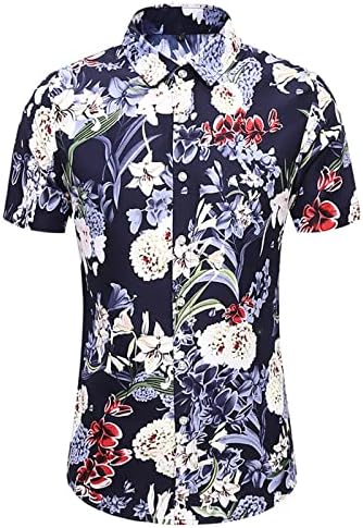 Camisetas florais masculas de manga curta para baixo camisa para baixo