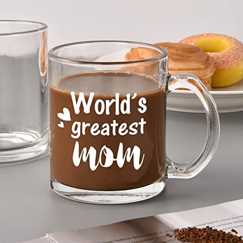 Futtumy Mothers Day Gift for Mom, Maior Mãe do Mundo Caneca de Coffee de Vidro, Mãe Caneca de Vidro para Mã