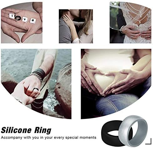 Yofanst 10 pacote anel colorido de silicone para homens mulheres respiráveis ​​preto preto branco azul prata marrom
