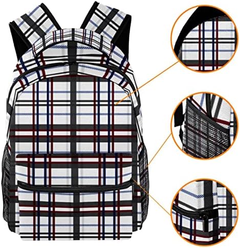 Backpack Rucksack School Bag Travel Casual Daypack para mulheres meninas adolescentes, xadrez de padrões Tartan