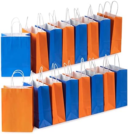 Sacos de papel feste saco de favor as sacolas de papel kraft com alça, pequena, 8.3x5.9x3.2 polegadas, 16 pacote