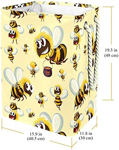 Indicultor de desenho animado Bumble amarelo Bumble Padrão de abelhão grande cesto de roupa de roupa de roupas prejudiciais