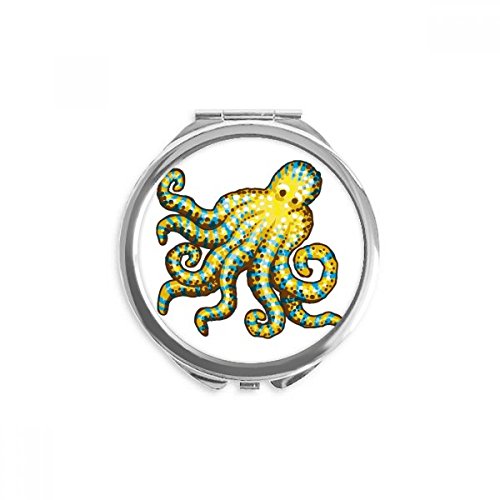 Octopus Marine Life Padrão de desenho animado espelho compacto de espelho redondo de bolso portátil Glass