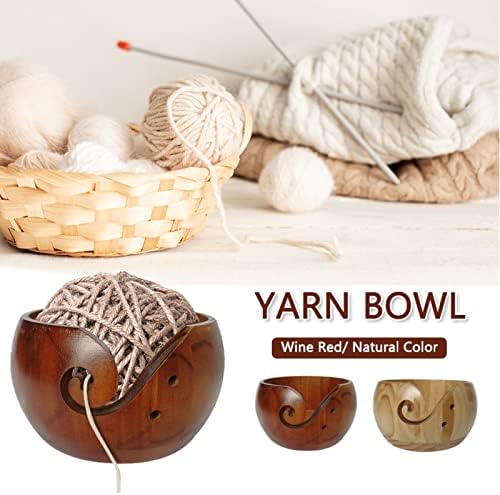 Tigela de fios de madeira tigela de crochê artesanal natural para tricô decoração de crochê- gifting ideal