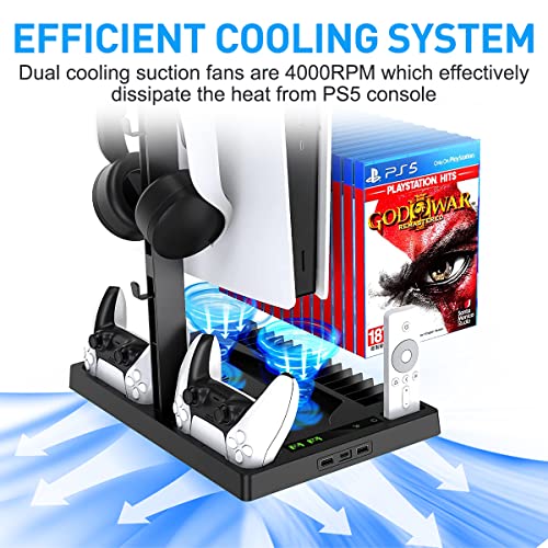 Geliebt Lynn PlayStation 5 Stand de resfriamento para PS5 Digital & PS5 Disc, PS5 Controller Charging Station com suporte