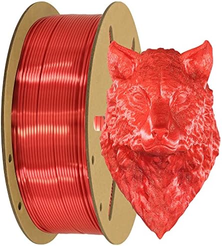 Mkoem Silk Shiny Red PLA 1,75 mm Filamento de impressora 3D, 1 kg 2,2 libras Material de impressão 3D PLA de seda, tolerância de alto diâmetro, amplamente ajustada para impressora 3D/caneta 3D; 1 kg de seda vermelha brilhante