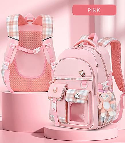 Aeafvot Backpack Backpacks Backpacks Bookbag para meninos Meninas Multifuncional Escola Durável Brapa Escolar com Pingentes de Doll Pingente Rosa Pequeno