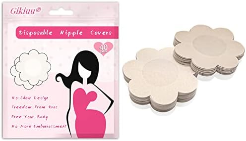 Gikiuu 40 peças pastéis de mamilo para mulheres descartáveis ​​invisíveis cetim tampa de cetim Petals adesivos