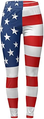 Bandeira americana 4 de julho Leggings femininos de cintura alta USA Star Stripe Star Yoga Pants esportivo Esportes de jogging de ioga