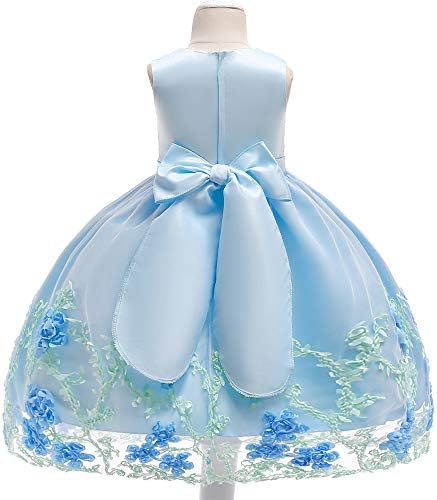 Kilo e medidores Bordado 3D Vestido de menina de flor de tule Tulle Festa formal Baby Dress 3m-9t