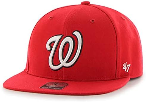 '47 Washington Nationals Men Womens No Shot Capitão Snapback Ajustável Red/Chapéu Branco, Tamanho Um