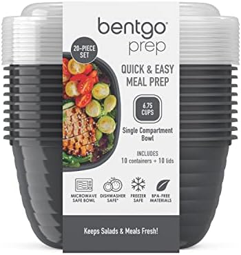 Bentgo Prep® - tigelas de 1 compartimento com tampas de ajuste personalizado - reutilizáveis, microondas, sem bPA duráveis,