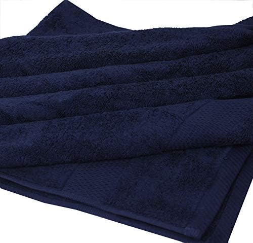 Toalhas de banho marinho de 4 peças luxuosas Conjunto de algodão penteado Toalhas de banheiro macio
