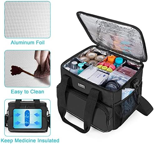 Bolsa médica isolada do TRUNAB com divisores ajustáveis, Medicine fornece bolsa resistente à água para casa, viagens, camping, bolsa