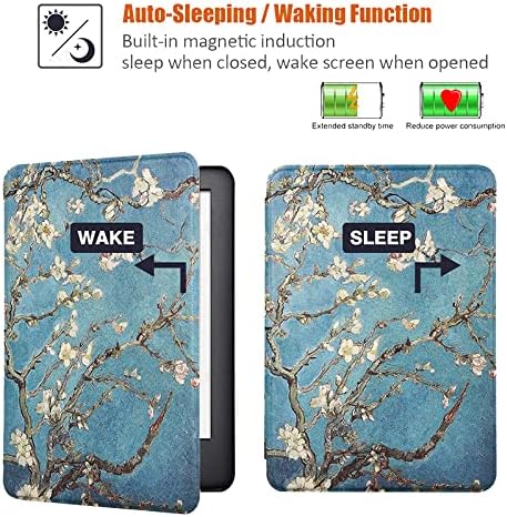 E-book Protetive Cover Case for Kindle 2014 Ereader Slim Protective Cover Smart Case, para o modelo WP63GW Sleep/Wake Função, Aproveite as flores