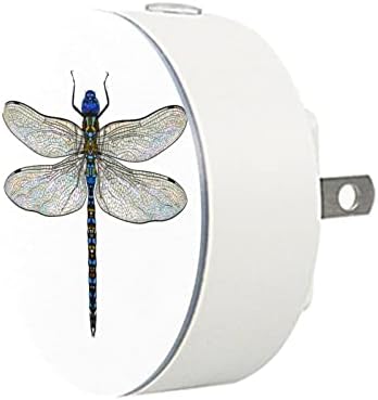 2 Pacote de plug-in Nightlight Night Night Blue Dragonfly com Sensor de Dusk-to-Dawn para Quarto de Crianças, Nursery, Cozinha, Correio