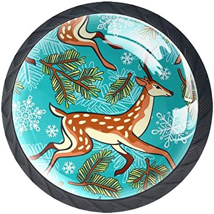 Idealiy Christmas Deer Spruce galhos de snowflakesdoor gaveta puxar alça de decoração de móveis para armário de cozinha penteadeira