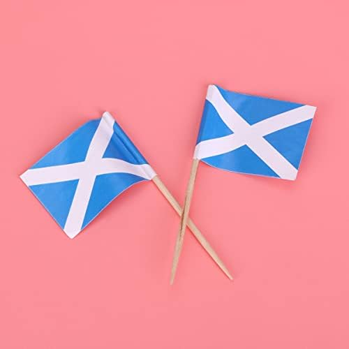PretyZoom America Flag 100pcs Escócia Bandeira de dentes Mini bandeiras escocesas Cupcake Topper Country Bolo Picks Sticks para coquetel