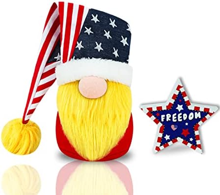 4 de julho Gnomos patrióticos Tomte para a bandeira do presente do Dia da Independência Americana NISSE NISSE Handmade