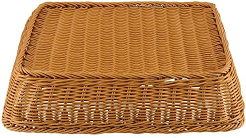 Sheutsan 3 pacote de 15,7 polegadas cestas de pão de vime poli, cesta de armazenamento de organizador de vime artesanal retângulo,