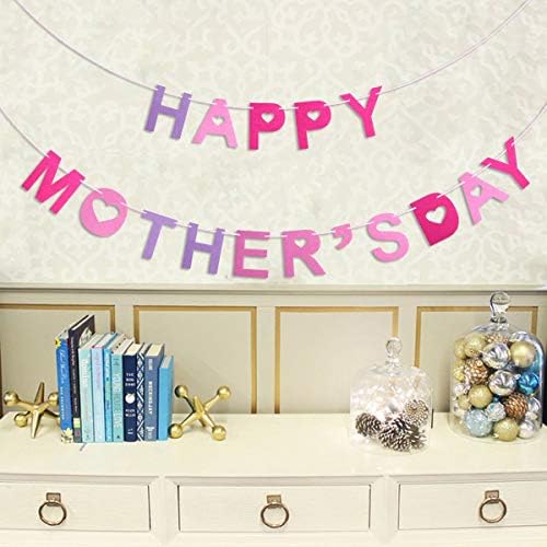 BinaryABC Feliz Dia das Mães Decoração de Garland Bunting, Carta capitalizada e recortes de corações