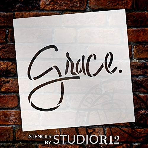 Grace Stencil by Studior12 | CRACTE Simples Christian Hymn Gift Inspiration | Lyrics de música rústica da fé DIY | Citação