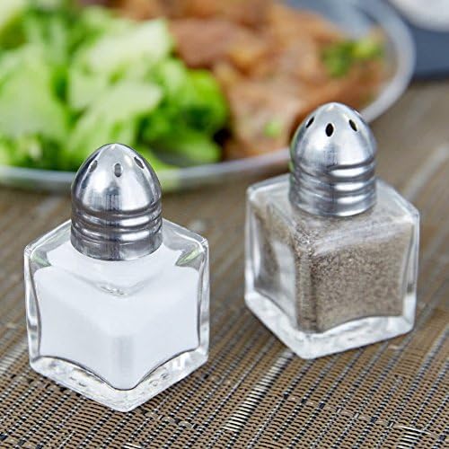 Mini shakers de sal e pimenta, 0,5 oz / 1/2 oz de cubo de vidro corporal salas de sal e pimenta por tezorio