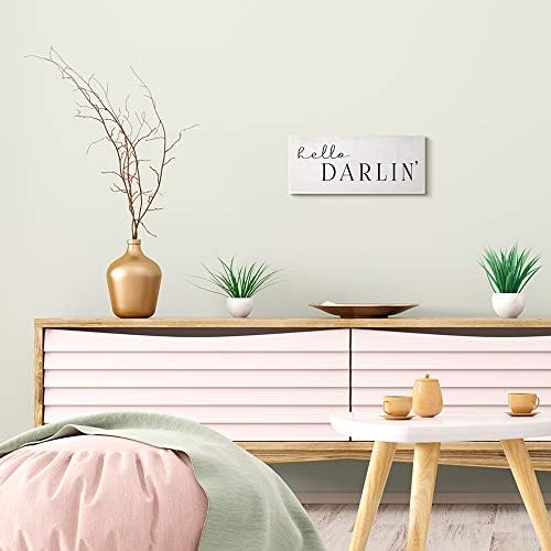 Stuell Industries Hello Darlin 'Phrase Charming Southern Typography, Design de Daphne Polselli Wall Plack, 7 x 17, Off-White