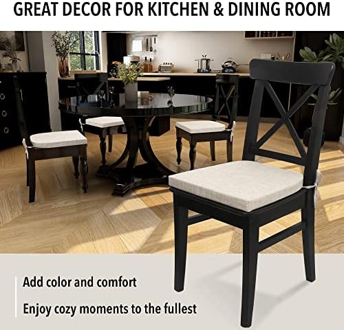 Almofadas de cadeira de cozinha de Tromlycs com laços para cadeiras de sala de jantar conjunto de assentos Conjunto de 6 fazenda 16x16,5