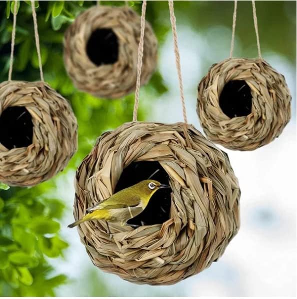 2023 mais recente Hummingbird Nest House para fora, formato da bola, tecido à mão, resistente durável, feito de grama