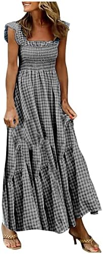 Vestidos de cinta de espaguete para mulheres boêmios de vestido de vestidos de tamanho rétrono, vestidos de verão fofos