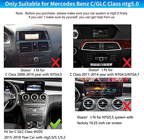 Top Android de 12,3 Tela de toque de carro para Mercedes Benz C GLC Classe W205 2015-2018 Ano Car com NTG5.0, 8 GB+128 GB de